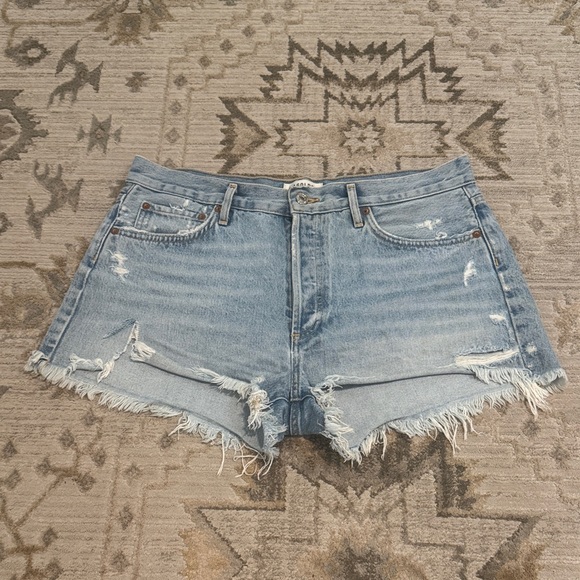 Agolde Pants - Agolde Light Blue Distressed Denim Cutoff Shorts